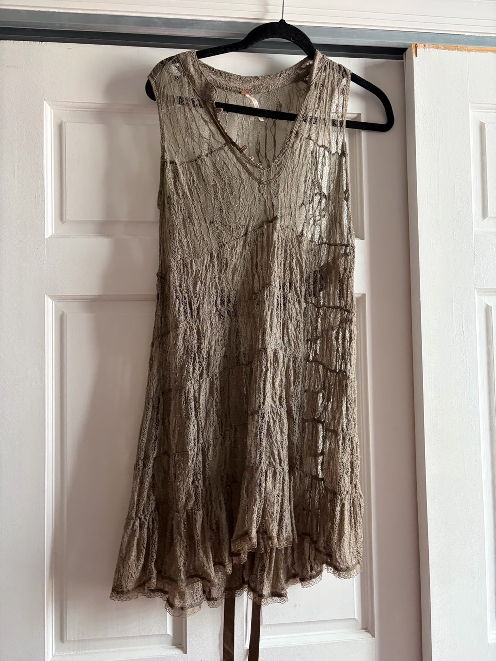 Free People Taupe Lace Mini Dress
